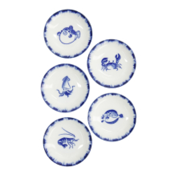 TDS, Sauce Bowl, Flounder, Blue/White, Ø 9x2cm - Item No. 33561