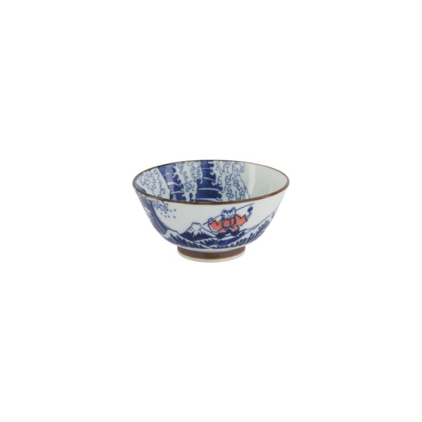 Tayo Bowl Kawaii Wave Cat Blue, Red, Porcelain, Ø 13 cm, Item No. 33599
