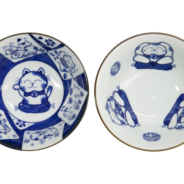 TDS, Tayo Bowl Set, Kawaii Cat Giftset 2-piece set w/chopsticks, Ø 14.9x6.7cm 500ml, Item No. 33694