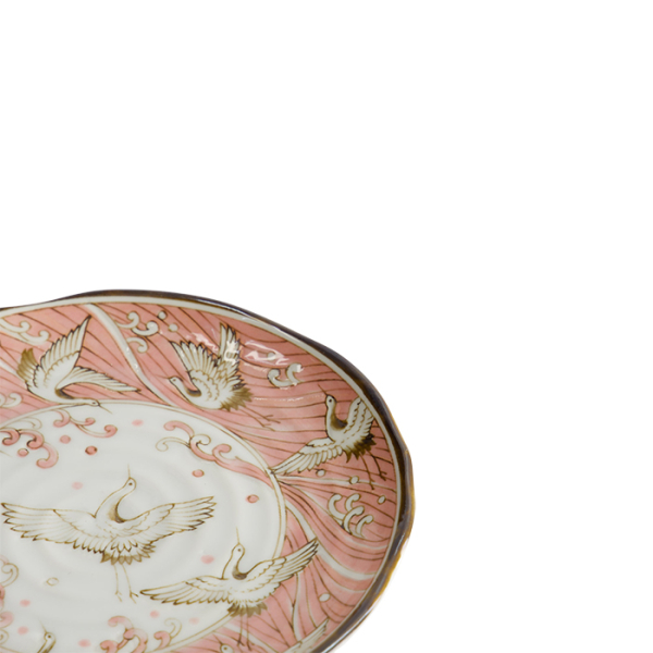 TDS, Plate, Mixed Bowls, Crane, Pink Ø 16.5x2cm, Item No. 33712