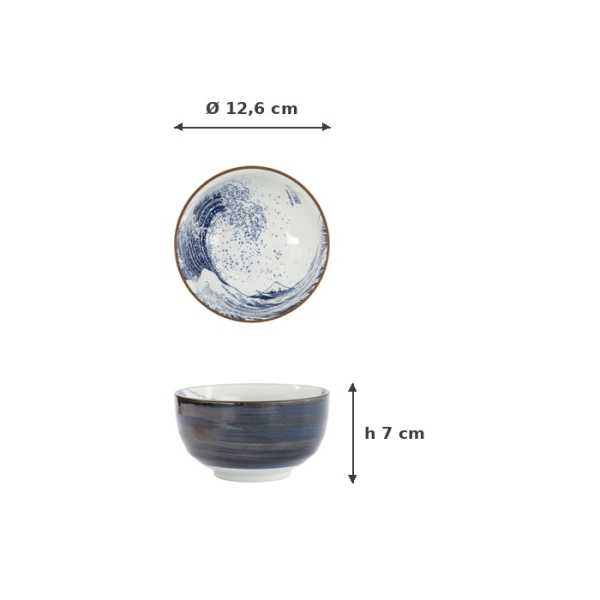 Tayo Bowl Hokusai White, Blue, Porcelain, 350 ml, Item No. 33729