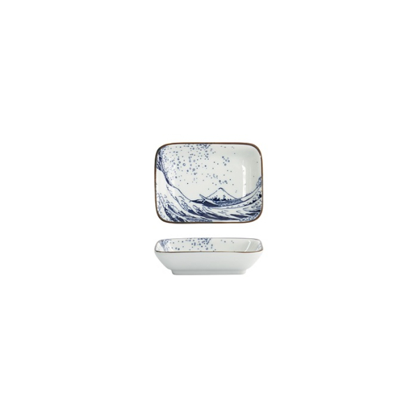 Sauce Bowl Hokusai Choku White, Blue, Porcelain, 9.6 cm