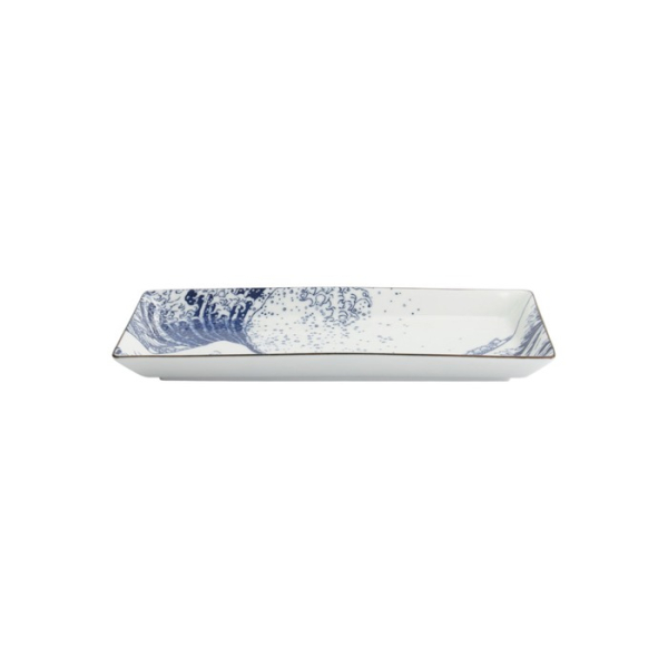Sushi Plate Hokusai Blue, White, Porcelain, 23.2 × 11.5 cm, Item No. 33732