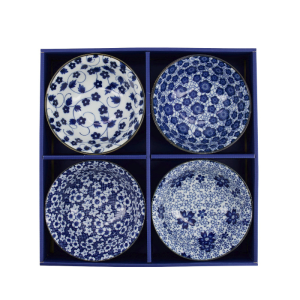 TDS, Tayo Schale Geschenkset, 4-tlg., Mixed Bowls, Blau/Weiß, Ø 15x7cm 500ml , Art.-Nr. 33747