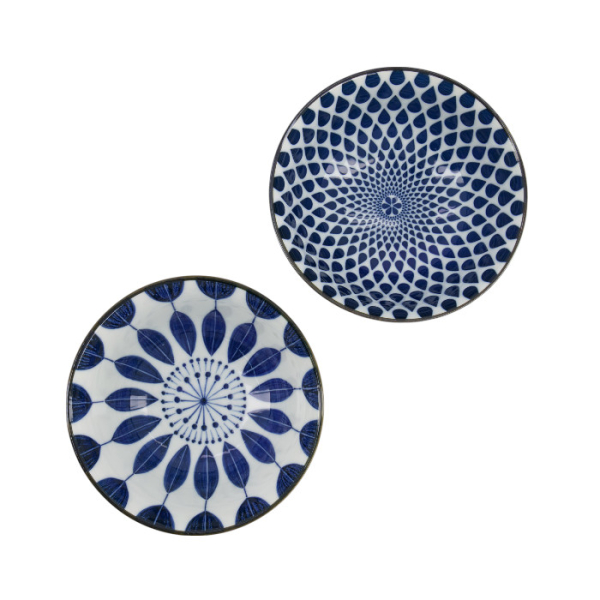 Tayo Bowl Set Mixed Bowls Blue, White, 2pcs, Porcelain, 500 ml, Item No. 33752