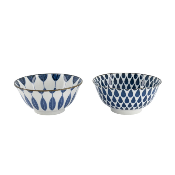 Tayo Bowl Set Mixed Bowls Blue, White, 2pcs, Porcelain, 500 ml, Item No. 33752