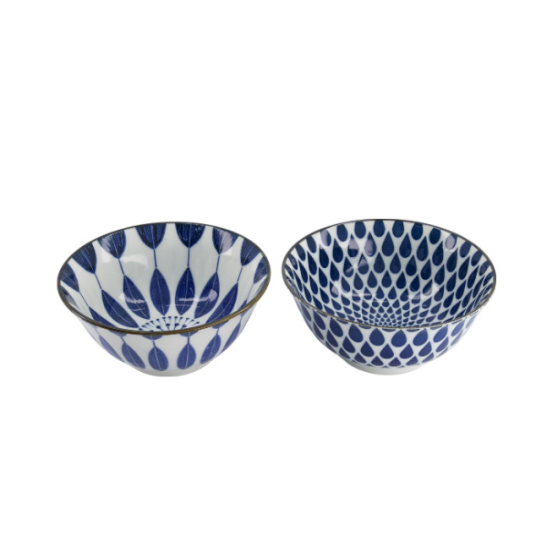 Tayo Bowl Set Mixed Bowls Blue, White, 2pcs, Porcelain, 500 ml, Item No. 33752