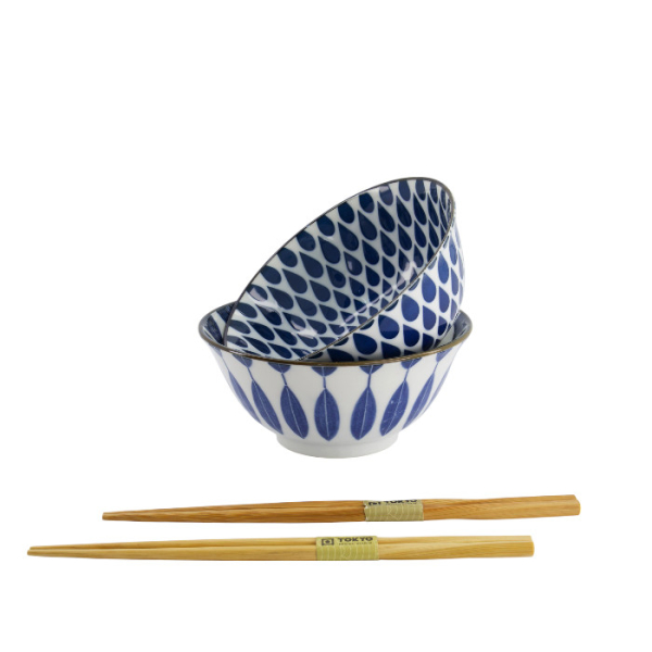Tayo Bowl Set Mixed Bowls Blue, White, 2pcs, Porcelain, 500 ml, Item No. 33752