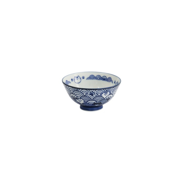 Rice Bowl Kawaii Anime Cat Blue, Porcelain, 300 ml
