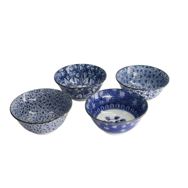 TDS, Tayo Bowl Giftset, 4-piece set, Hana Blue, White/Blue, Ø 15x7cm 500ml, Item No. 33811
