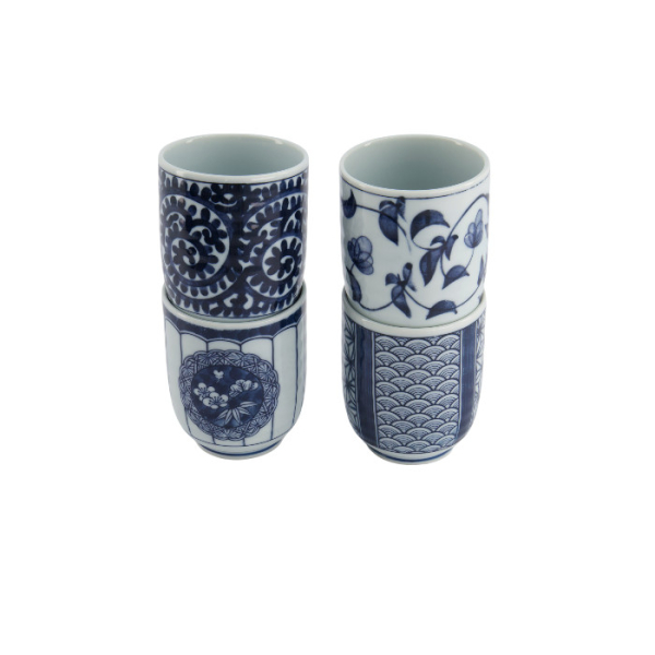 TDS, Teebecher Geschenk-Set, 4 Stk, Blau/Weiß, Ø 6,5x7,5cm 160ml, Art.-Nr. 33843