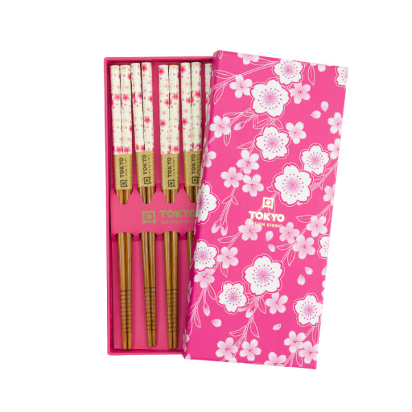 TDS, Chopstick Set, Pink Blossom, 5 pair, Item No. 33861