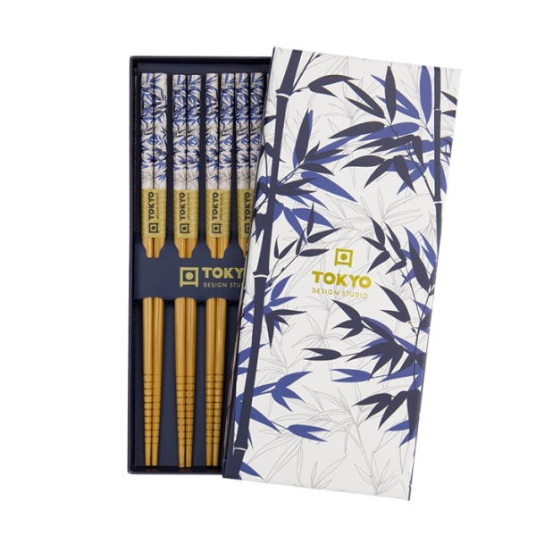 TDS, Chopstick Set, Blue Bamboo, 5 pair, Item No. 33862