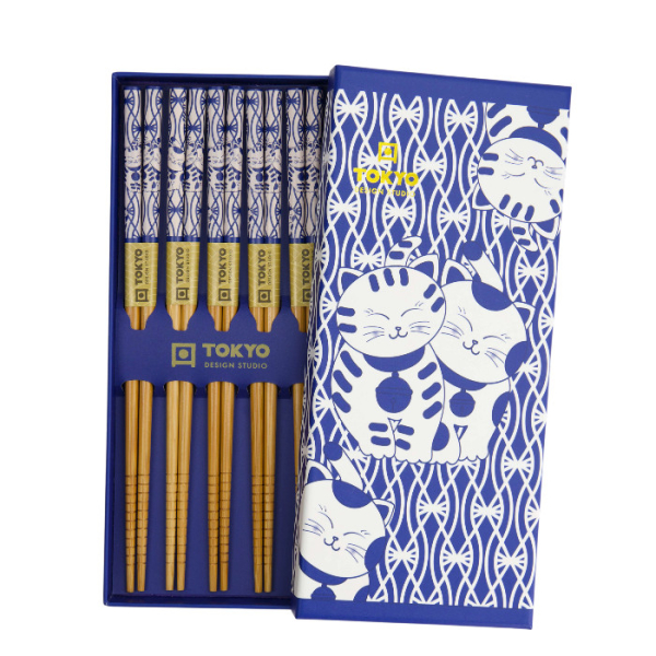 Blue Lotus Chopstick Set 5 pair at Tokyo Design Studio (picture 1 of 4)