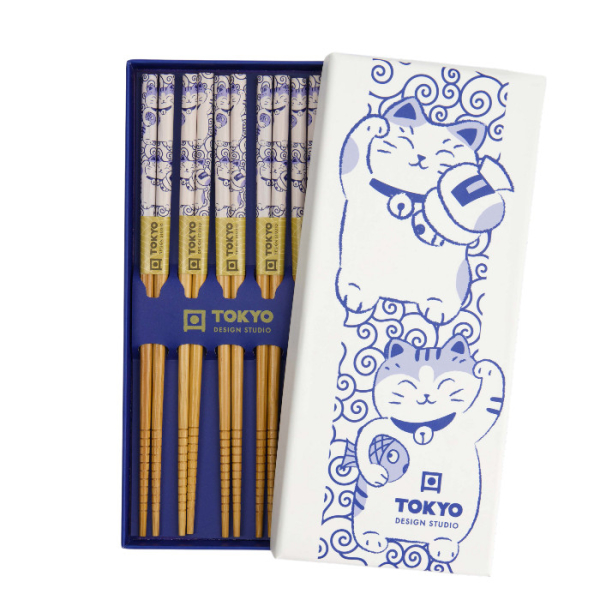 Blue Lotus Chopstick Set 5 pair at Tokyo Design Studio (picture 1 of 4)