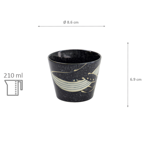 TDS, Soba Cup, Kawaii, Black Whale, Ø 8.6x6.9cm 210ml  - Item No. 33945