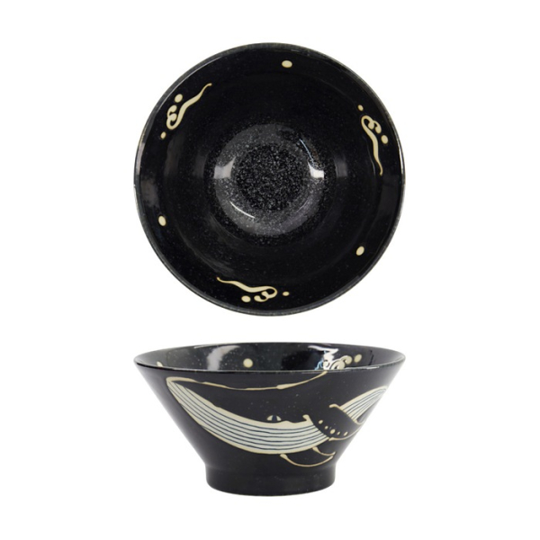 Rice Bowl Kawaii Black Whale, Porcelain, 1.25 L