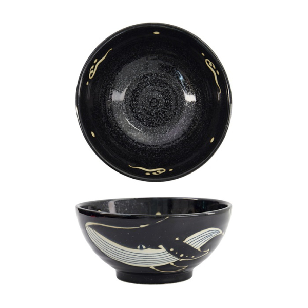 Ramen Bowl Kawaii Black Whale, Porcelain, 1.25 L