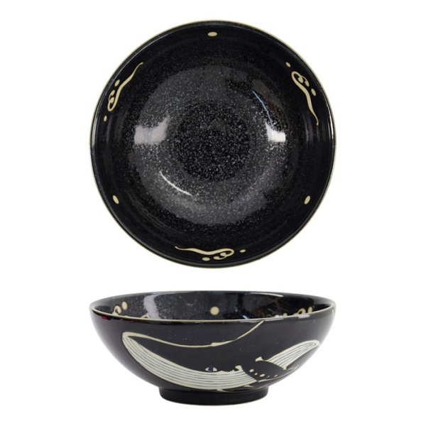 Ramen Bowl Kawaii Black Whale, Porcelain, 1.45 L