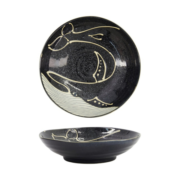 Pasta Plate Kawaii Black Whale, Porcelain, &Oslash; 20.8 cm, 650 ml