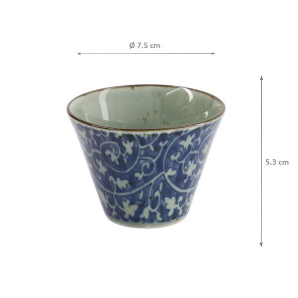 TDS, Mashiko Espresso Cup, Karakusa, Ø 7.5x5.3 cm, Blue, Item No. 34017