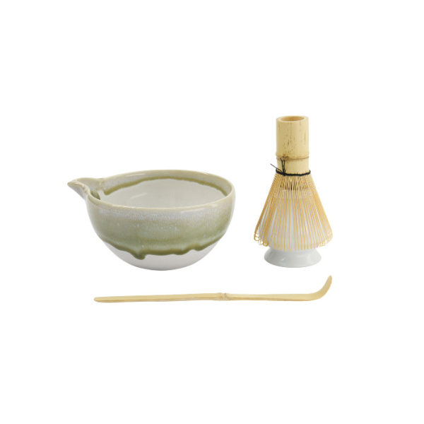 TDS, Matcha Bowl Giftset, 4-piece set, 14.5 x 6.5 cm, Sasa Green, Item No. 34079