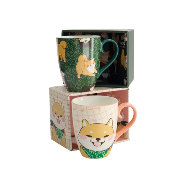 TDS, Kawaii Tasse in Geschenkbox, Shiba, Grün, 340ml, Ø 8,5x10,2cm , Item No. 34119