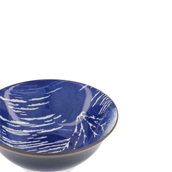 Ramen Bowl Hokusai Fuji White, Blue, Porcelain, Ø 21 cm, Item No. 34161