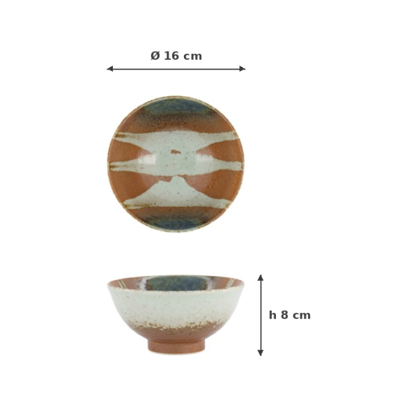 Rice Bowl with Rim Suisho Aka-cha Brown, Porcelain, 600 ml, Item No. 34253