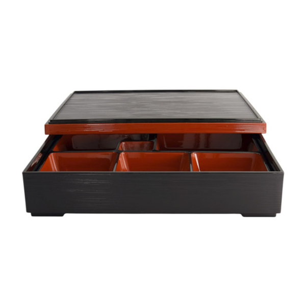 Bento Box Red, Black, ABS Lacquerware, 30 × 24 cm, Item No. 4153