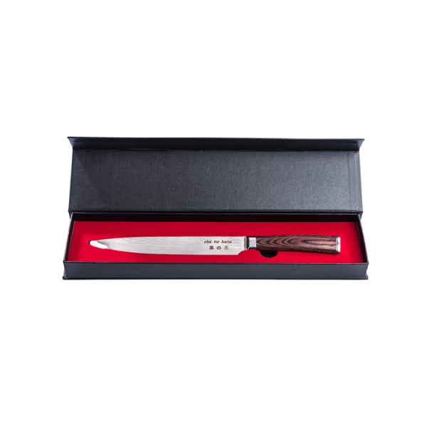 Sashimi Knife (fillet knife), VG-10 Damascus steel, blade 20 cm, handle in Pakka wood, in a Magnetic box