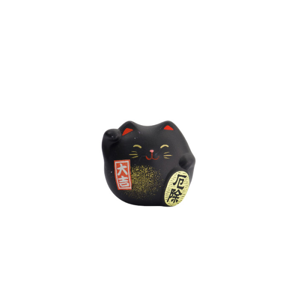 TDS, Lucky Cat, Decoration, Black, 5.5 cm - Item No. 6119