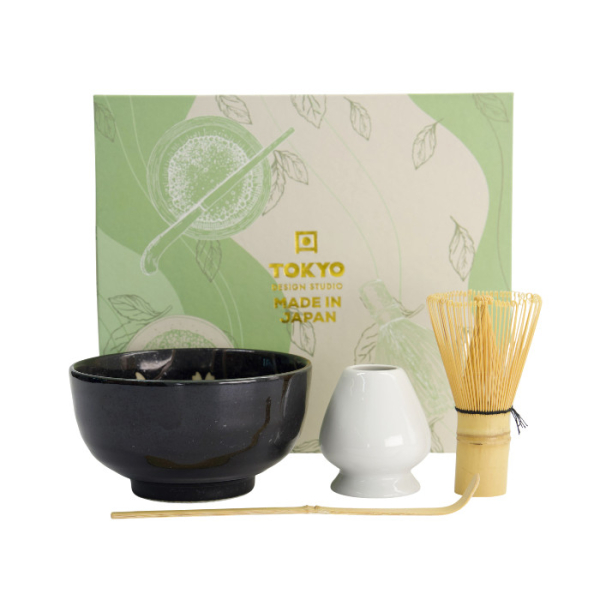 TDS, Matcha Schale Geschenkset, 4-tlg., 12,7x7cm, Sakura Black, Art.-Nr. 617416