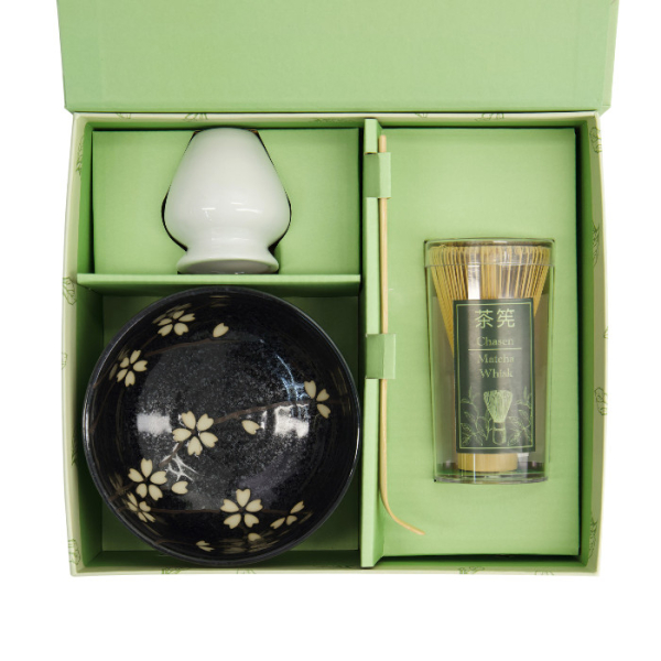 TDS, Matcha Schale Geschenkset, 4-tlg., 12,7x7cm, Sakura Black, Art.-Nr. 617416