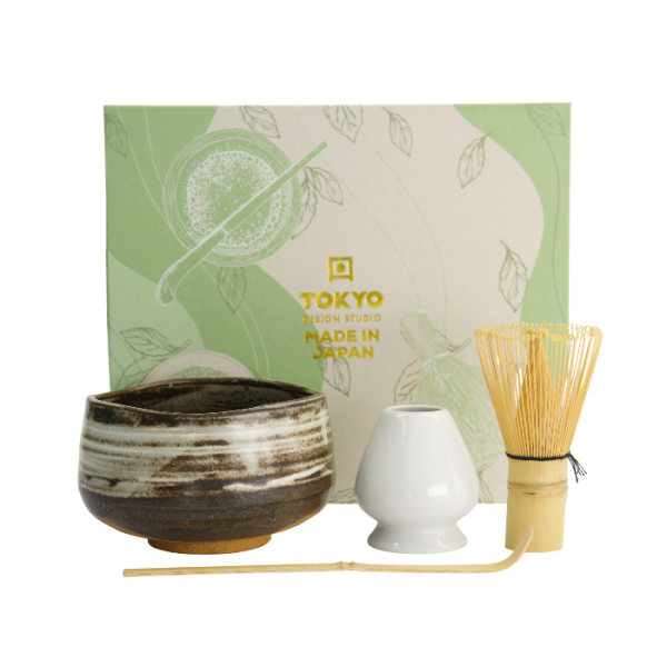 TDS, Matcha Schale Geschenkset, 4-tlg., 11,5x7,5cm, Shiro Hake, Art.-Nr. 617430