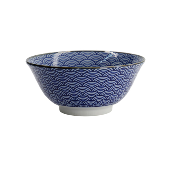 TDS, Tayo Bowl, Kawaii Lucky Cat Neko, Seikaiha-Neko Blue, Ø 15x7cm, 550ml - Item No. 617607