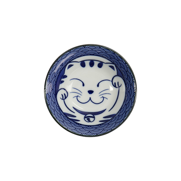 TDS, Saucenschale, Kawaii Lucky Cat Neko, Seikaiha-Neko Blue, Ø 11,5x4cm - Art Nr. 617645