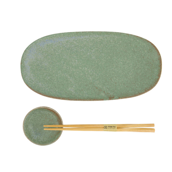 TDS, Sushi Set, Vert Sauge, Gift set, 2-piece set with Chopsticks, Item No. 619472
