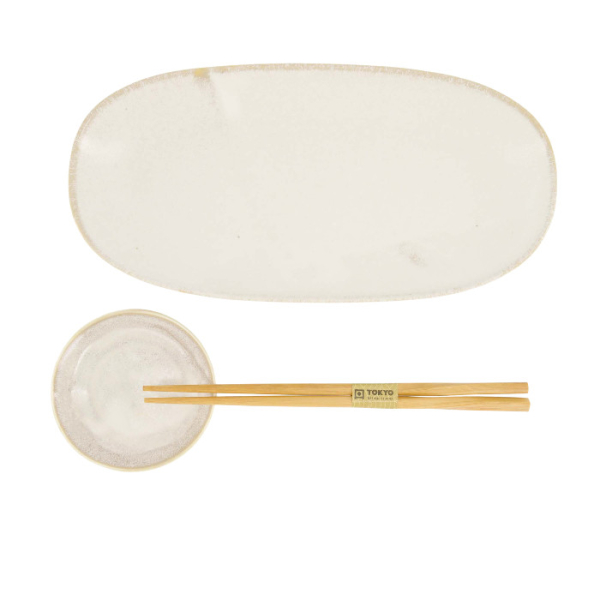 TDS, Sushi Set, Titanium Matte, Giftset, 2-piece set with Chopsticks, Item No. 619489