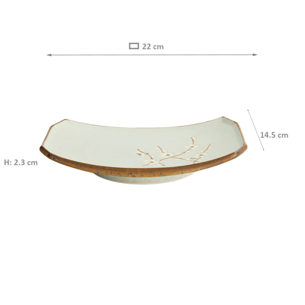 TDS, Eckiger Teller, Soshun Matte, 22 cm x 14,5 cm x 2,3 cm, Art.-Nr. 7017