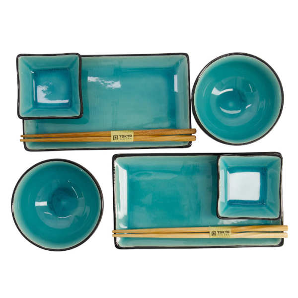 TDS, Sushi Set, Glassy Turquoise, 8pcs, Item No. 8154