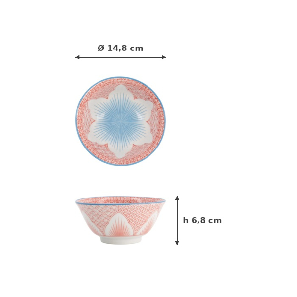 Reisschale Lily Flower Oriental HB Mixed Bowls Rot, Porzellan, 550 ml, Art.-Nr. 8964