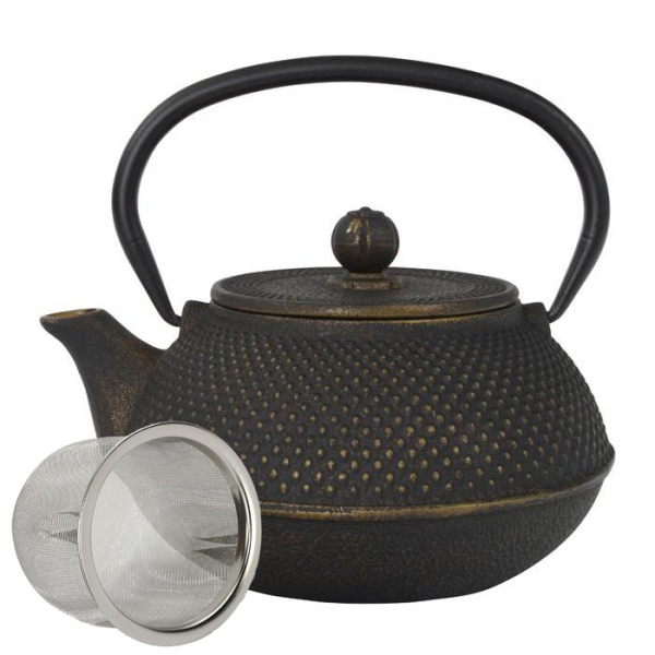 Cast Iron Teapot Arare Gold, 0.8 L, with Strainer, Item No. A08go
