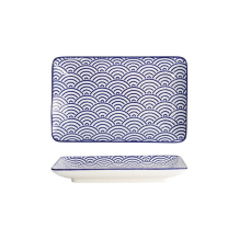 Sushi Plate Nippon Blue Waves, White, Porcelain, 21 &times; 13.5 cm