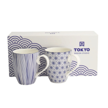 Mug Set Nippon Blue Blue, White, 2pcs, Porcelain, 380 ml