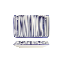 Sushi-Platte Nippon Blue Lines Wei&szlig;, Porzellan, 21 &times; 13,5 cm