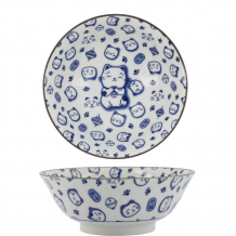 TDS, Ramen Bowl, Kawaii Lucky Cat Neko, Blue,  Ø 19.4 x 7.4 cm 1000 ml - Item No. 16125