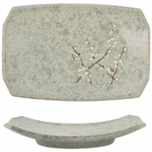 TDS, Plate, Grey Soshun, 22 x 15 cm , Item No. 16616