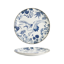Plate Flora Japonica Crane Blue, White, Porcelain, &Oslash; 20.6 cm