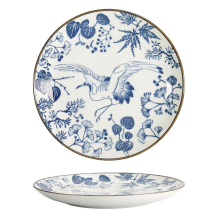 Plate Flora Japonica Crane Blue, White, Porcelain, &Oslash; 25.7 cm